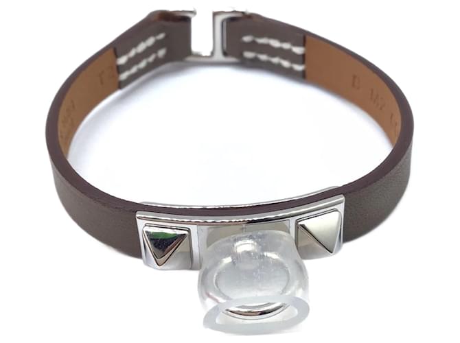 Hermès Hermes Etoupe Gray Swift Leather Charm Bracelet Taupe  ref.1508181