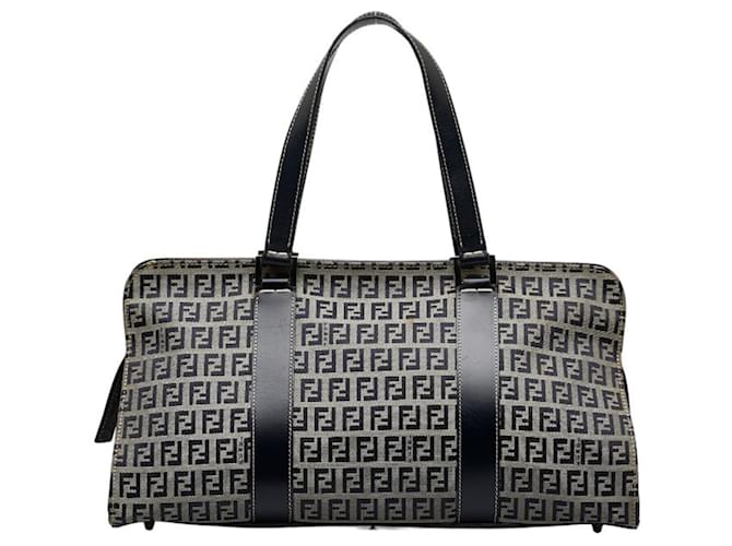 Bolsa Fendi Zucchino Azul marinho Couro Lona  ref.1508209