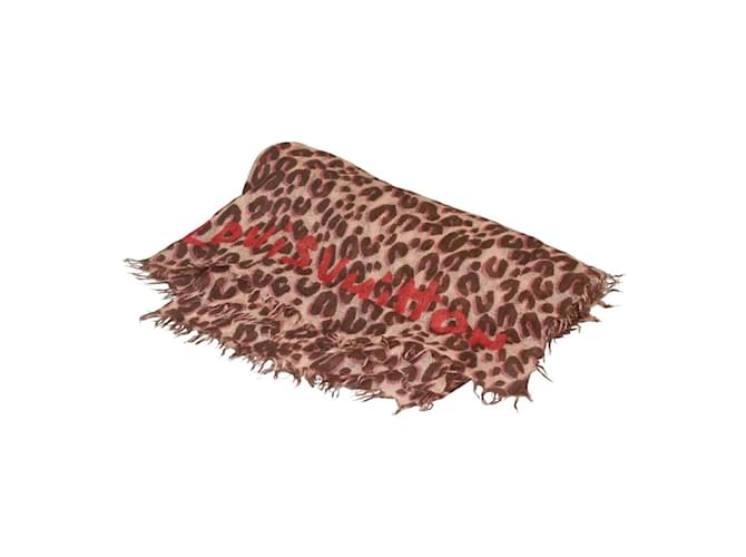 Louis Vuitton Monogram Leopard Stole Pink Silk Cashmere  ref.1508211