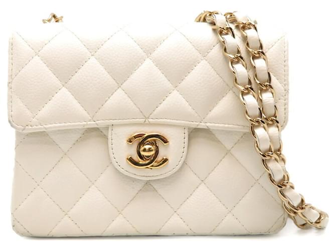 Chanel Matelasse Chain Shoulder Bag White Leather  ref.1508262