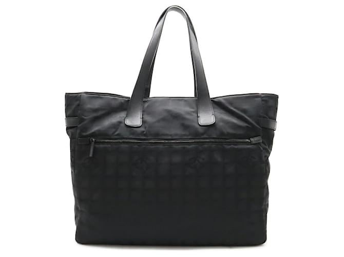 Chanel New Travel Line Tote Bag Black Leather Cloth  ref.1508306