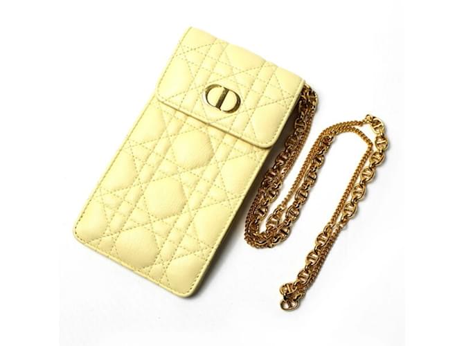 Porte-téléphone Dior CARO de Christian Dior Cuir Jaune  ref.1508352