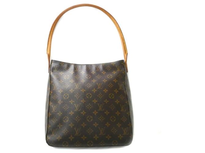 Sac à main Looping de Louis Vuitton Cuir vernis Marron Noir Monogramme  ref.1508355