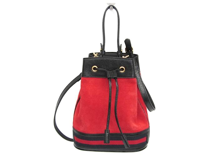 Sac à main en cuir et daim pour femmes Gucci 550621 Suede Noir Rouge Bleu Marine  ref.1508434