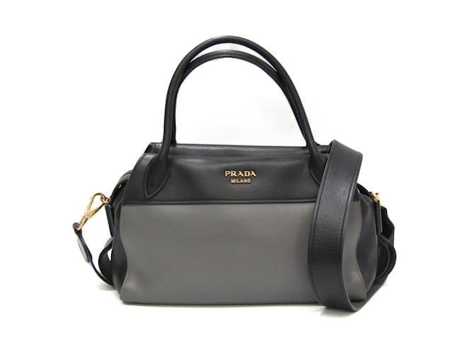 Prada Damen Lederhandtasche/Umhängetasche Braun Schwarz  ref.1508496