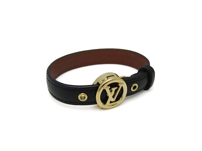 Bracelet en laiton LV tout autour de Louis Vuitton Cuir Métal Noir Doré  ref.1508510