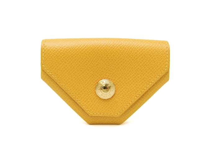 Hermès Monedero de cuero Epsom amarillo Hermes LE 24  ref.1508511