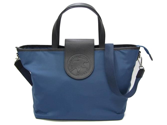 Autre Marque Hunting World At Ease Tradition 7441 Shoulder Tote Bag Black Blue Leather Nylon  ref.1508514