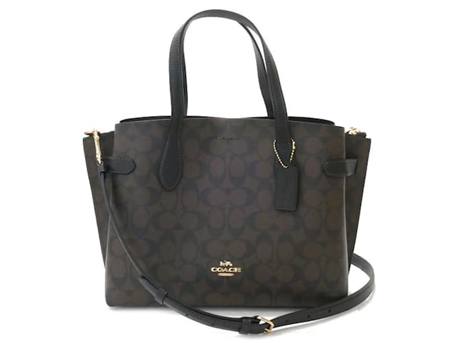 COACH Hannah Carryall 2Way Shoulder Tote Bag Brown Black Plastic  ref.1508582