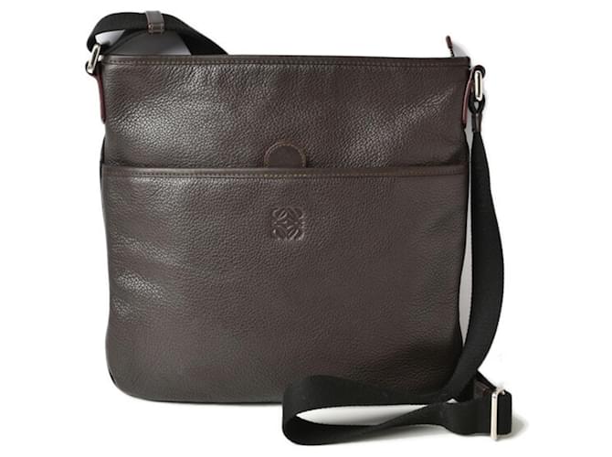 Loewe Dark Brown Leather Messenger Bag  ref.1508594