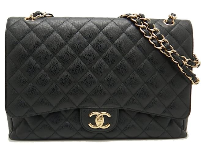 Bolsa de Ombro Chanel Deca Matelassé Preto Couro  ref.1508734