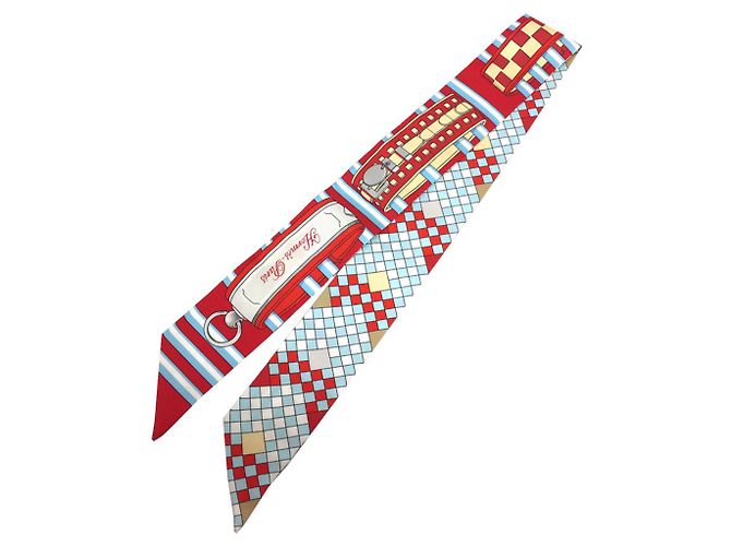 Hermès Hermes Twilly Schal - Colliers de Chiens Remix 2020 Rot Blau Beige