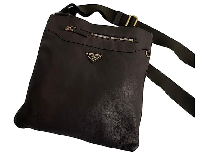 Borsa a spalla in pelle Vitello di Prada Marrone  ref.1508830