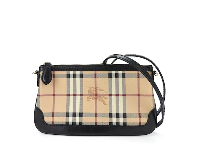 Sac à épaule Burberry Nova Check Cuir Plastique Noir Beige  ref.1508967