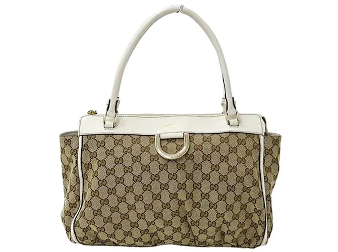 Sac fourre-tout Gucci Abbey Toile Marron Blanc Beige  ref.1509094