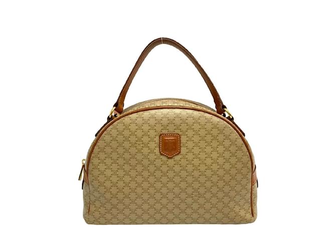 Céline Celine Macadam Blason Triomphe Logo Pattern Handbag Brown Beige Leather Plastic  ref.1509142