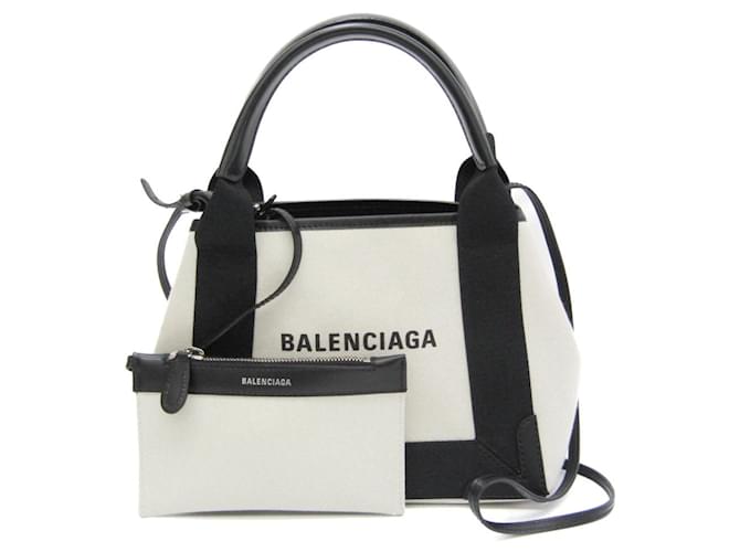 Borsa Balenciaga Navy Cabas XS Nero Crudo Pelle Tela  ref.1509152