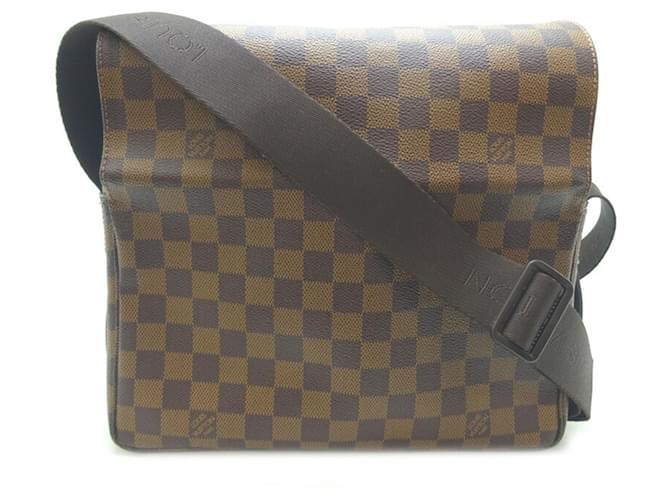 Bolsa de Ombro Naviglio Feminina Louis Vuitton Marrom Lona  ref.1509301