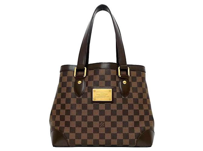 Borsa tote Damier Ebene Louis Vuitton Marrone Pelle Tela  ref.1509311