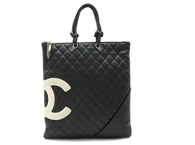 Chanel Cambon Line Coco Mark Flat Tote Bag Black White  ref.1509321