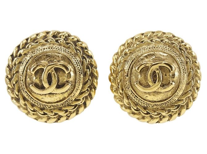 Vintage Gold Clip Ohrringe von Chanel Coco Golden