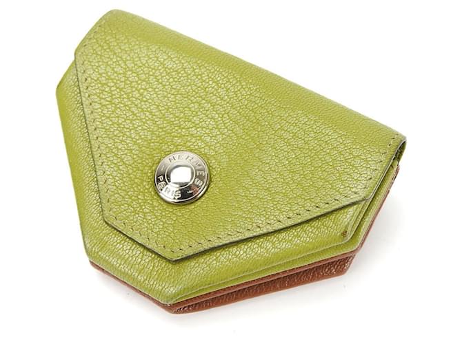 Hermès Monedero Hermes Coin Case LE 24 Castaño Verde Diamante  ref.1509457