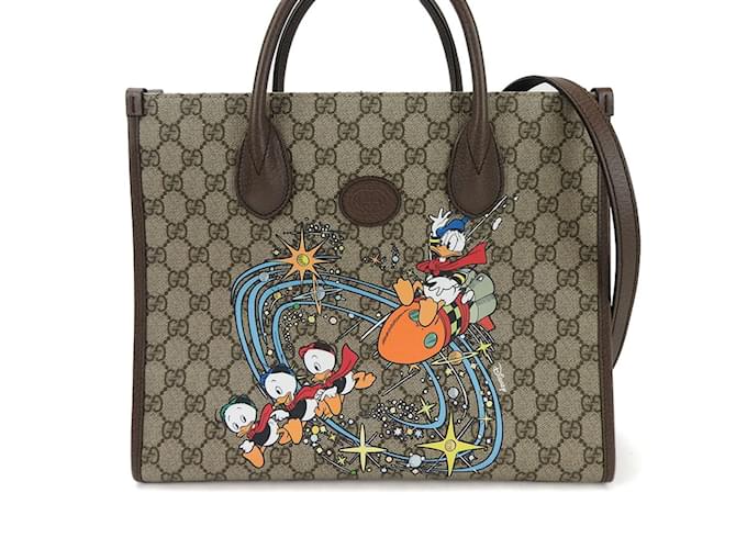 Sac à main Gucci Donald Duck Collaboration Cuir Plastique Marron  ref.1509479