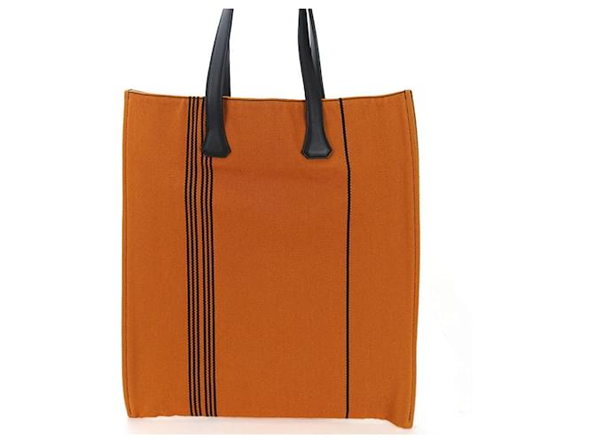 Hermès Hermes Potamus Tote Bag Black Orange Leather Cloth  ref.1509484