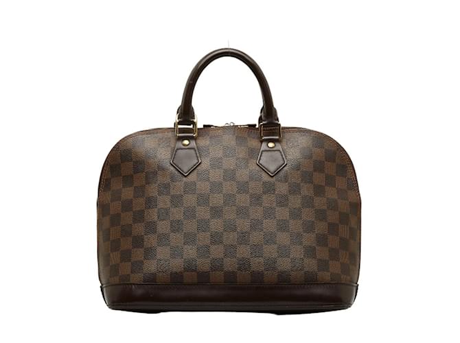 Bolsa de mão Damier Alma Louis Vuitton Marrom Couro Plástico  ref.1509588