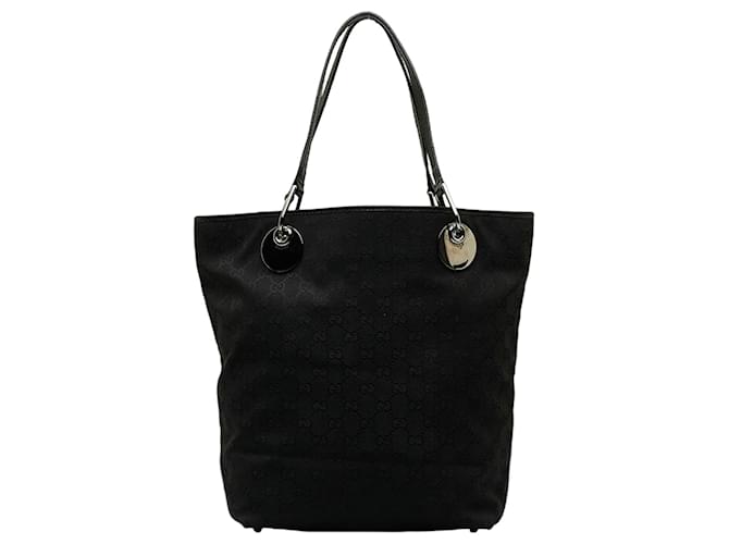 Bolso tote de lona GG de Gucci Negro Cuero Lienzo  ref.1509590