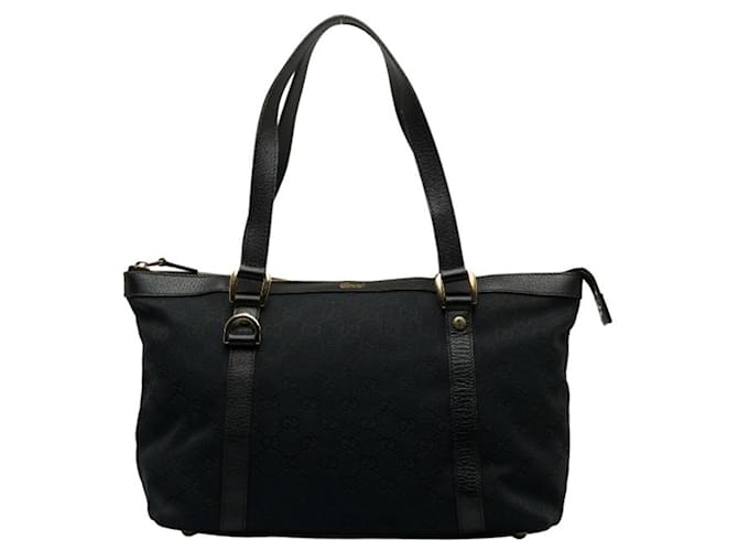 Bolso tote de lona GG de Gucci Negro Cuero Lienzo  ref.1509593