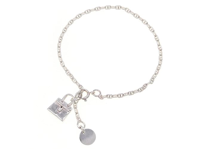 Birkin Hermès Hermes Sterling Silver Charm Bracelet  ref.1509599