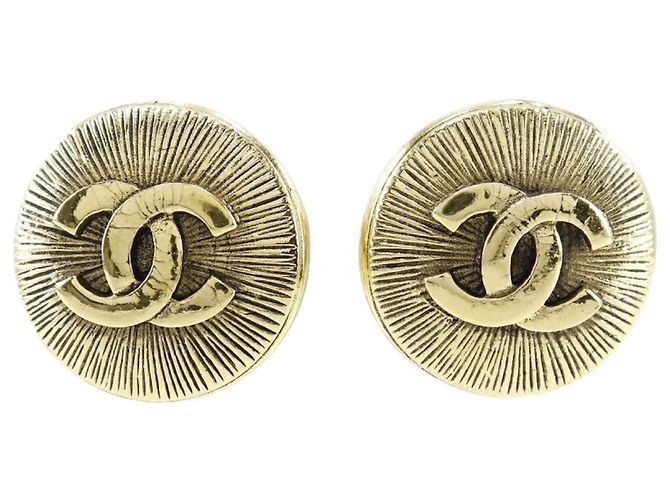 Boucles d'oreilles clips en plaqué or Chanel Coco Mark