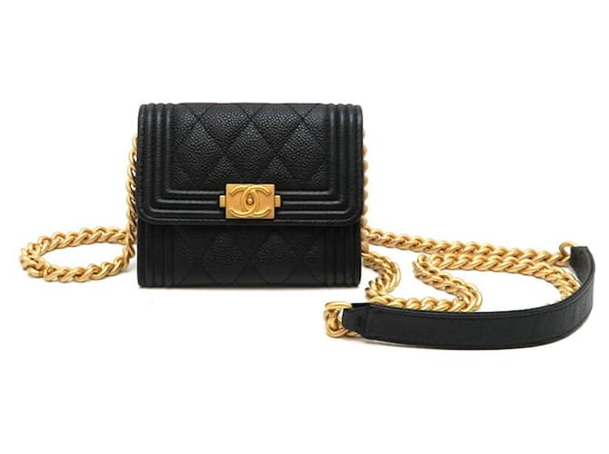 Borsa a spalla Chanel Boy Chain Nero Pelle  ref.1509705