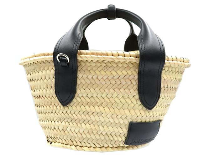 Autre Marque J&M Davidson Raffia Leather Handbag Black Beige  ref.1509749