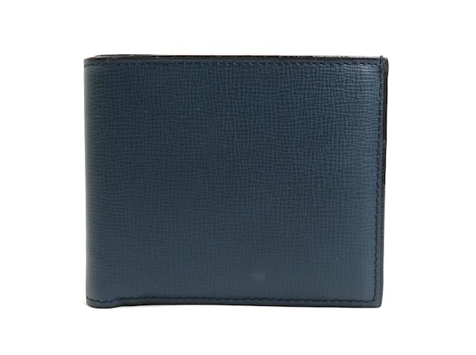 Valextra Navy Leather Bifold Wallet Navy blue  ref.1509813