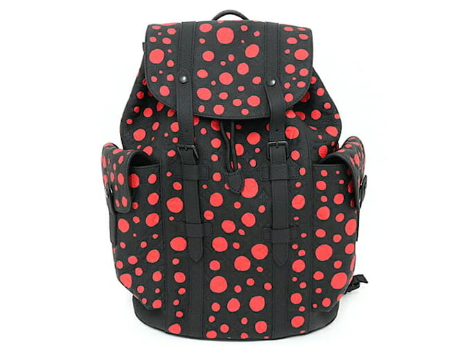 Louis Vuitton Yayoi Kusama LV × YK Christopher MM Backpack Black Red Monogram Leather  ref.1509838