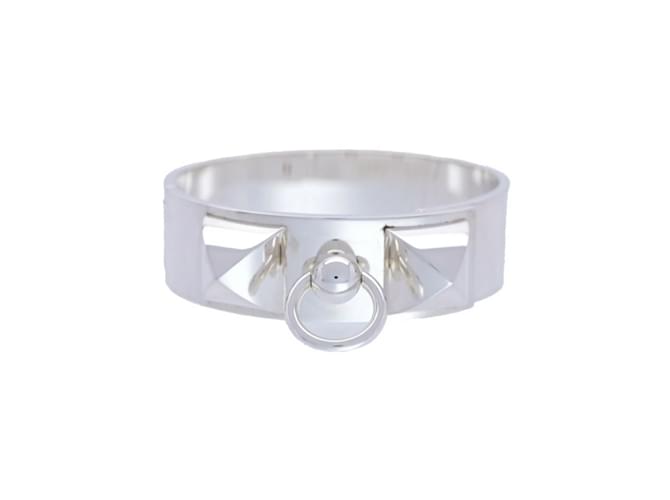 Hermès Hermes Collier de Chien Silver 925 Bangle Bracelet Silvery  ref.1509863