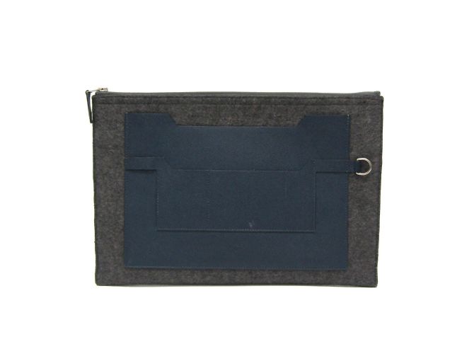 Hermès Hermes Too Doo 37 Clutch Tasche Braun Blau