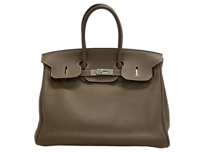 Sac à main Hermès Birkin 35 Etoupe Cuir Marron Taupe  ref.1509975