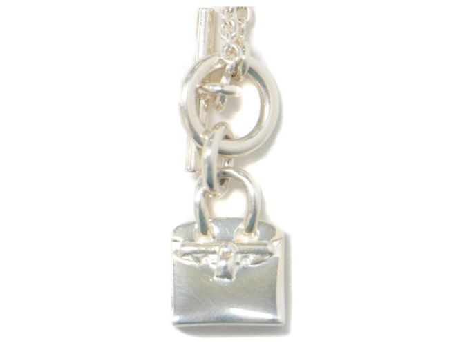Birkin Hermès Hermes Silver Pendant Necklace Silvery