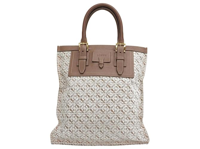 Sac fourre-tout en toile Anagram Repeat Loewe Beige  ref.1510041