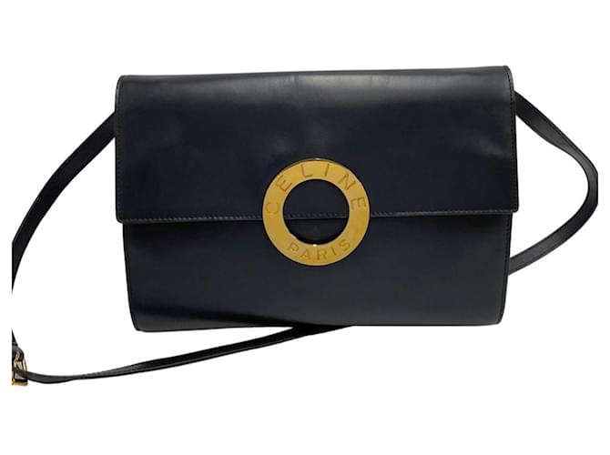 Céline Celine Navy Leather Shoulder Bag Navy blue  ref.1510096