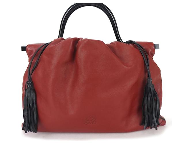 Sac à main en cuir Nappa Loewe Noir Rouge  ref.1510165