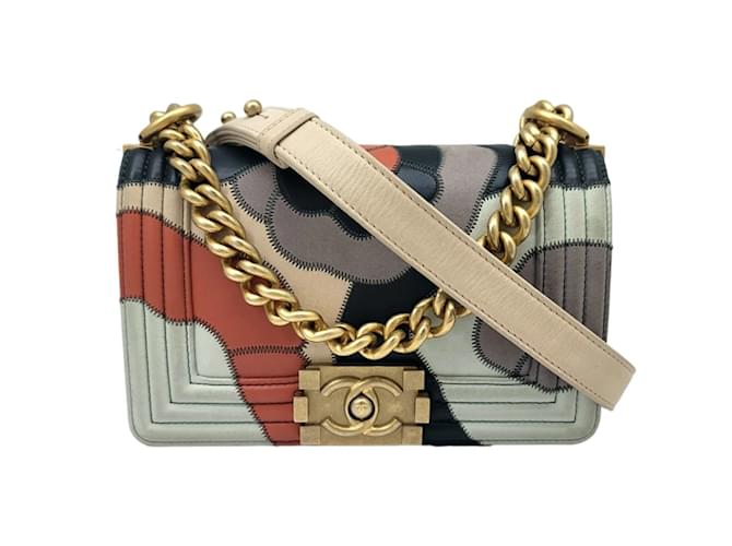 Chanel Camellia Boy Shoulder Bag Multiple colors Golden Navy blue Leather  ref.1510314