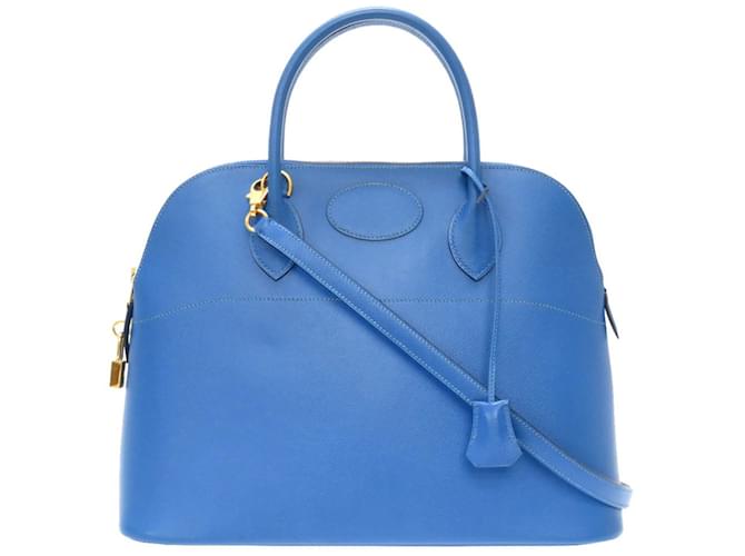 Hermes Hermes Bolide 35 Courchevel Blue Handbag Leather ref.1510323 Joli Closet