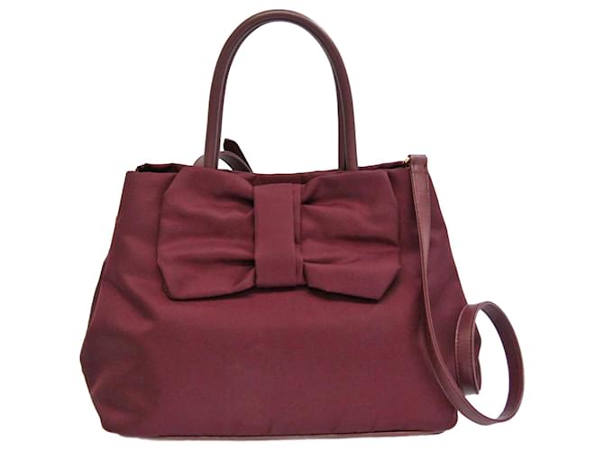 Bolsa Prada Ribbon 1BG068 Bordeaux Couro Nylon  ref.1510483