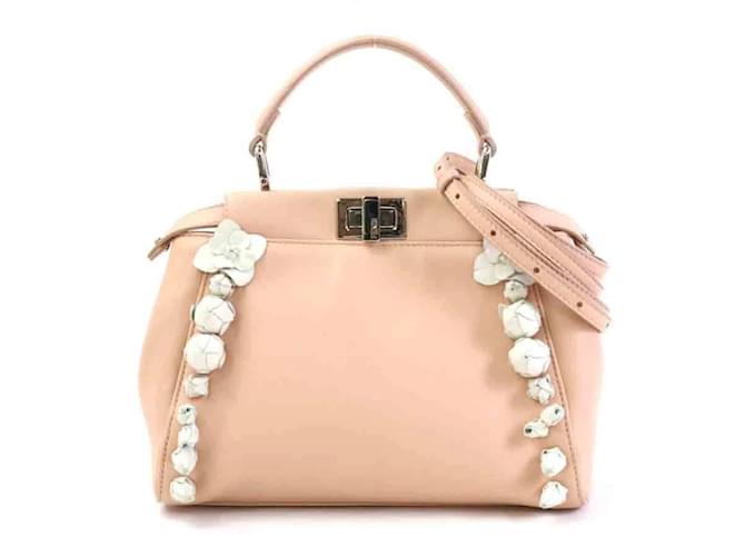 Sac à main Fendi Mini Peekaboo Cuir Blanc Beige  ref.1510510