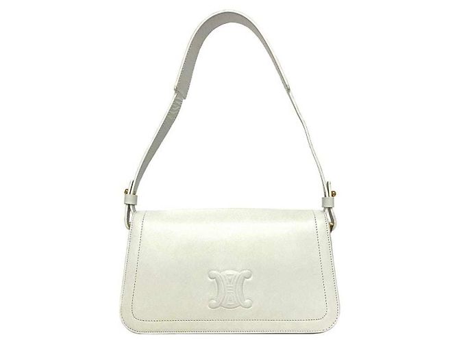 Céline Celine White Triomphe Cuile Handtasche Weiß