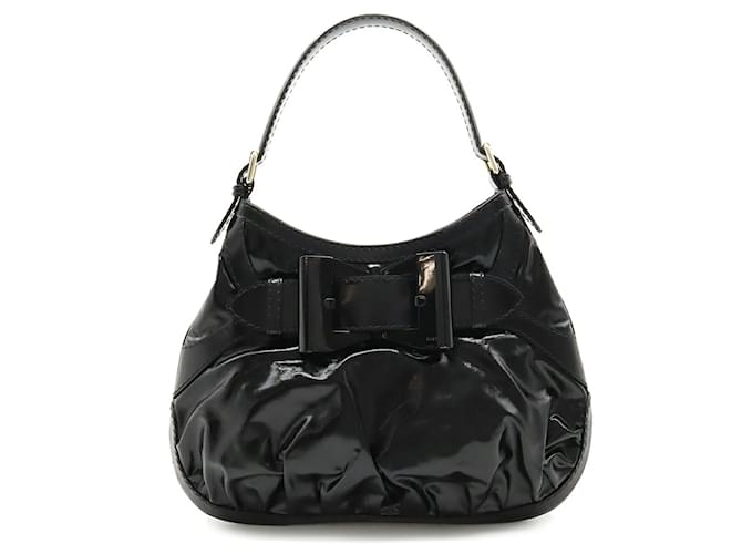 Gucci Quinn Hobo Ribbon Schultertasche Schwarz Lackleder  ref.1510586